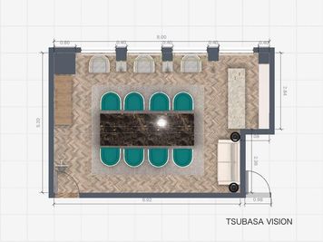 調度品の配置は参考例で実際とは異なります。 - Executive Suite Lounge 麹町 レンタルオフィス 「chocolat」の間取り図