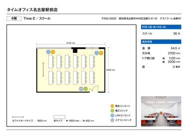 名古屋会議室 タイムオフィス名古屋駅前店 Time E（4階）の間取り図