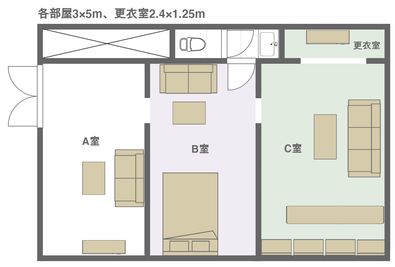 B室（プリンセスルーム）のベッドは撮影用となります。 - スタジオルーシー2号店 撮影スタジオの間取り図