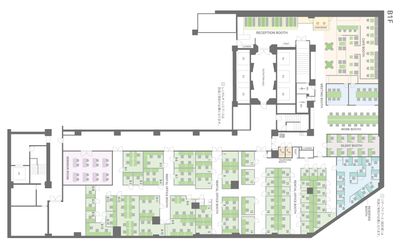 江戸堀センタービルのワークブース 100坪のコワーキングスペースの間取り図
