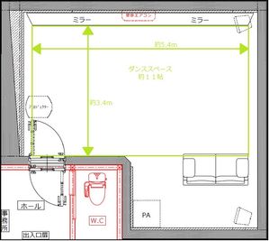 SWON STUDIO店 浄心駅から徒歩7分音楽スタジオ・動画撮影・ダンススペースの間取り図