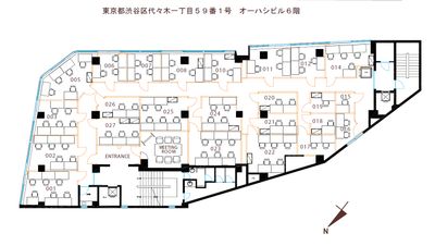 【フロア全体図】 - 【閉店】テレワークブース代々木駅北口 ブース19／1名様用個室の間取り図