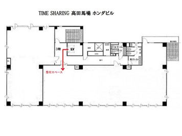 【受付スペースはエレベーターを出て左です】 - 【閉店】TIME SHARING 高田馬場 ホンダビル ルームAの間取り図