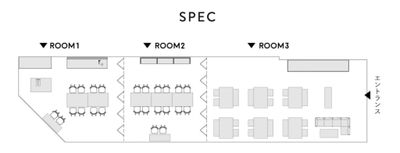 ROOM2と書かれた部分が当スペースとなります - CAFE&HALL ours ルーム2の間取り図