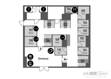 いい部屋Space新潟店 2人用個室Cの間取り図