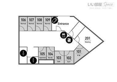 フロアマップ - いい部屋Space練馬店 【1時間728円～】1人用個室Fの間取り図