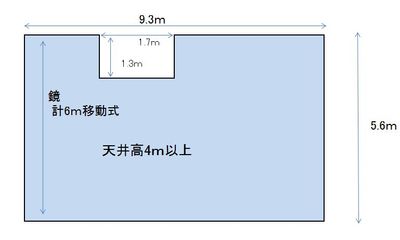 THビル2階Bルーム 多目的スペース（会議、ダンス等）の間取り図