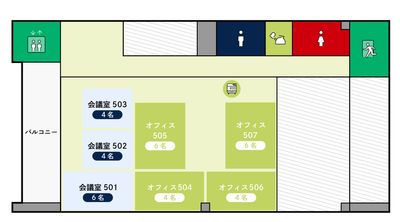 会議室はエレベーターを降りてすぐのお部屋です。 - i Growth Ship 最大４名貸し会議室５０３の間取り図