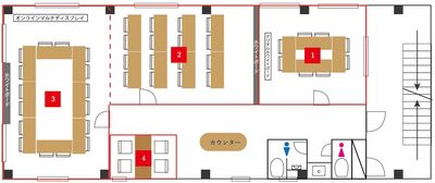 ３Fの見取り図。２番のお部屋です。 - CO-WORKING SALON四季のいろ　レンタルスペース 貸し会議室②の間取り図