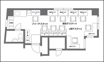 【品川・高輪】アイビーカフェ高輪／撮影・会議・テレワーク等に 全スペース貸切利用／28㎡・10席の間取り図