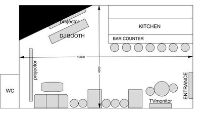 Cafe Bar LIVRE フロア・キッチン貸切の間取り図