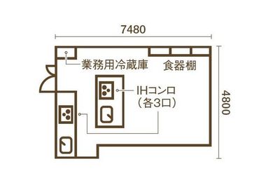 Studio BULK（スタジオバルク） 大型アイランドキッチンのあるキッチンスタジオの間取り図