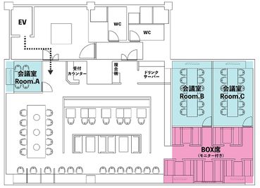 この予約はRoomAです。 - Basis Point上野店 4名用会議室 (Room A)の間取り図