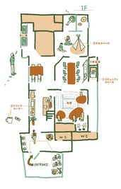 1F見取り図 - コワーキング＆シェアオフィスCOMMUNE泉佐野 コワーキングスペース（ドロップイン）の間取り図