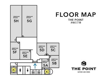 ELV正面の扉から入室ください。 - THE POINT 渋谷3丁目   THE POINT 渋谷3丁目 ミーティングルーム『5A』の間取り図