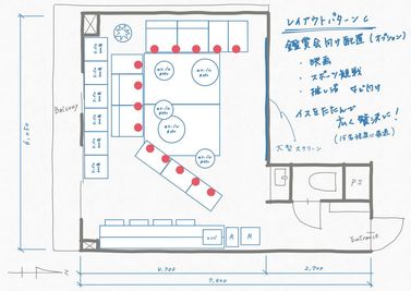 鑑賞会向けの配置です - SunnyBox名古屋ダイアパレス店 名古屋伏見貸し会議室　パーティルームの間取り図