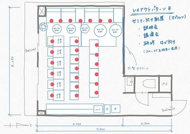 セミナー向けの配置です - SunnyBox名古屋ダイアパレス店 名古屋伏見パーティースペースの間取り図