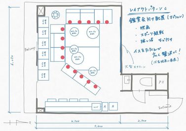 鑑賞会向けの配置です - SunnyBox名古屋ダイアパレス店 名古屋伏見パーティースペースの間取り図