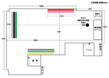 天井高は2.8m、広さは62㎡の広々空間 - Studio Gather上野・浅草 本格撮影スタジオが1H/3000円〜★Studio Gatherの間取り図