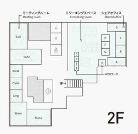 階段を上がっていただくと正面が受付です。 - Connect291 -コネクト291- WEBブースB ※コワーキングスペースは別予約の間取り図