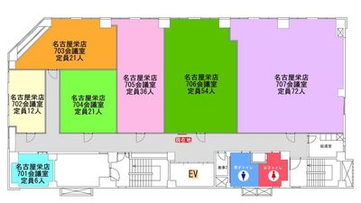 みんなの貸会議室　名古屋栄店 名古屋栄705会議室【定員36名】みんなの貸会議室名古屋栄店の間取り図