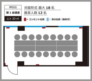 貸会議室ルームス神田店  	【ROOMs神田店 第1会議室】会議室プランの間取り図