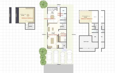 ※森リビングは他２部屋（海、空）の動線にあるため、同時間帯に他のお部屋の利用がある場合、入退室等でお部屋を横切る可能性があります。 - コモリエ ヌーア（ komolier NUA ） （〜2名様プラン）「森リビング」（1週間前〜予約可）の間取り図