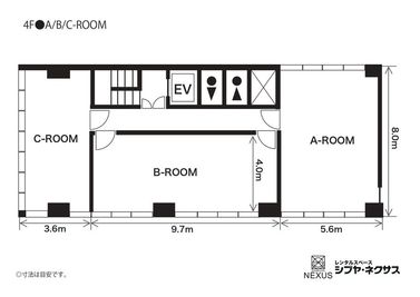 東京会議室 レンタルスペース シブヤ・ネクサス B-ROOM（4階）の間取り図