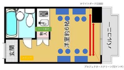 机の移動は自由に行えます。
部屋の壁に机を寄せる事で広々ご利用頂けます。 - 【Good Space会議室】横浜西口コミュニケーションスペース 横浜駅徒歩3分の🉐個室、パーティー可能部屋[15]の間取り図