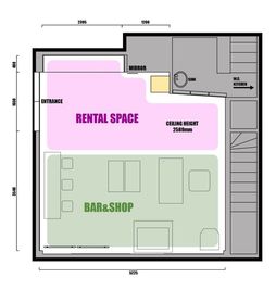 RENTAL SPACEがお貸しするエリアですが、ご要望に合わせて、柔軟にスペースアレンジしますので、お気軽にご相談くださいm(_ _)m - factories.tokyoの間取り図