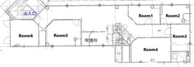 Bird店内の図面です。 - GAKUYA Bird店 貸し会議室 Room Fの間取り図