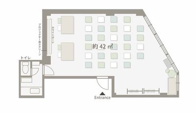 セミナーレイアウト（最大30人） - たまりば飯田橋 Station Front たまりば飯田橋 パーティ利用プランの間取り図