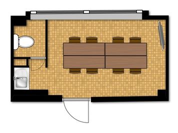 会議向けレイアウト。ご利用後はこのレイアウトにお戻し下さい - 【ワイナリー】横浜の貸し会議室 WiFi大型モニタホワイトボードの間取り図