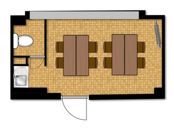 ワークショップ向けレイアウト - 【ワイナリー】横浜の貸し会議室 WiFi大型モニタホワイトボードの間取り図