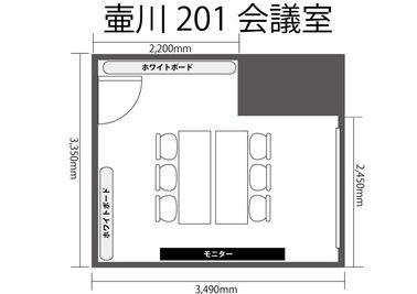 みんなの貸会議室 那覇壺川店 壺川201会議室[定員6+予備椅子]の間取り図