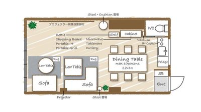 STUDIO TYPEの広々としたお部屋です。 - SPACE ROUGH横浜関内 11～20名様専用　横浜関内パーティースペースの間取り図