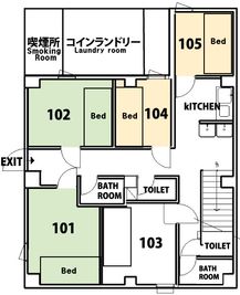 グリーンハウス　新宿早稲田 新宿早稲田　102号室　貸切個室の間取り図