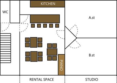 ソングバード Songbird レンタルスペース　キッチン利用ありの間取り図