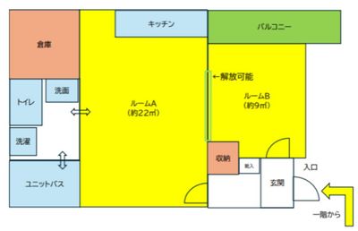 全体間取り図 - フリースペースつどい つどい　ルームA・Bの間取り図