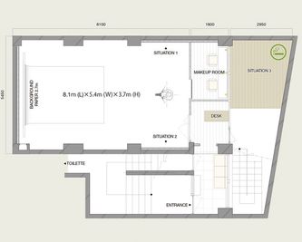 スタジオBIANCA表参道 機材費コミコミのキャンペーン価格！レンタル撮影スタジオの間取り図