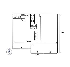 広さ / 約40 ㎡ 天井高 / 約3250mm 奥行き / 約5400mm 幅 / 約7860mm - U space / studio U studio-自然光◎なスペース-の間取り図