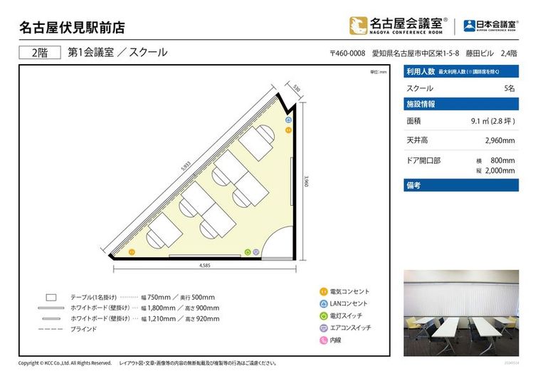 第1会議室【室料30%オフ】  - 名古屋会議室 名古屋伏見駅前店