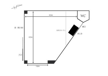 4.5m×4.5mのコンパクトなスペース - フォトスタジオSOY！の間取り図