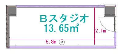 Bスタジオは個人レッスンに最適！ - Hina STUDIO(ヒナスタジオ)【新宿西口スタジオ】 Hina STUDIO（ヒナスタジオ）【Bスタジオ】の間取り図