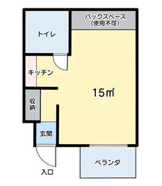 部屋の広さは約15㎡になります（トイレ等含む） - レンタルスペースベリーPayPayドーム前店 ドーム近くのプライベートスペースの間取り図