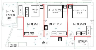 enGYM二日市店平面図 - enGYM二日市店 レンタルジムROOM1の間取り図