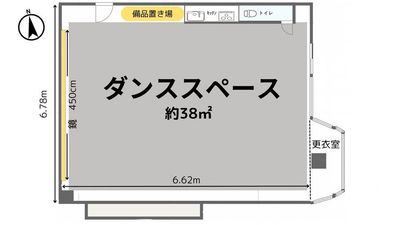 広々としたスペースで練習ができます。 - レンタルスタジオPleasure 春日野道駅徒歩5分【ダンスやバレエができるレンタルスタジオ】の間取り図