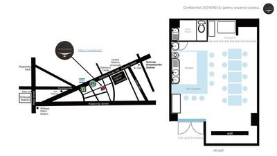 マップと見取り図 - ギャラリー青山いやさか キッチン付きギャラリースペース！パーティーやワークショップ可能の間取り図