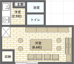 パーティーモード - JK Room 新宿三丁目 隠れサロン💅🏻施術ベットの間取り図