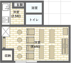 セミナーモード - JK Room 新宿三丁目 隠れサロン💅🏻施術ベットの間取り図